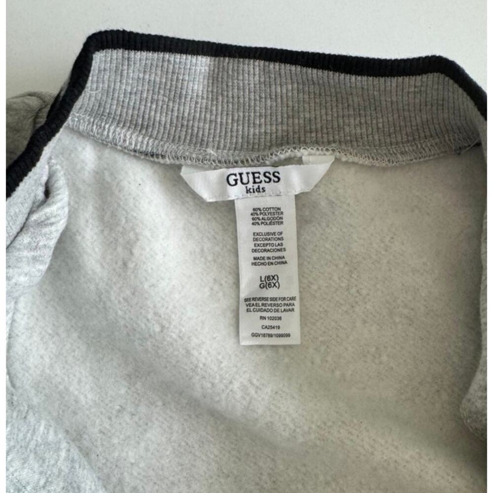 Guess Kids Gray Black Varsity Zip Jacket NWT Size 6X Logo Jacket - Picture 6 of 12